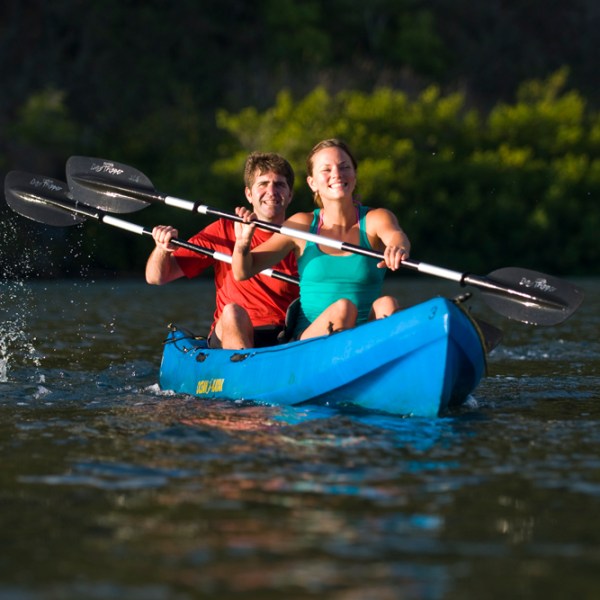 A couple kayaking