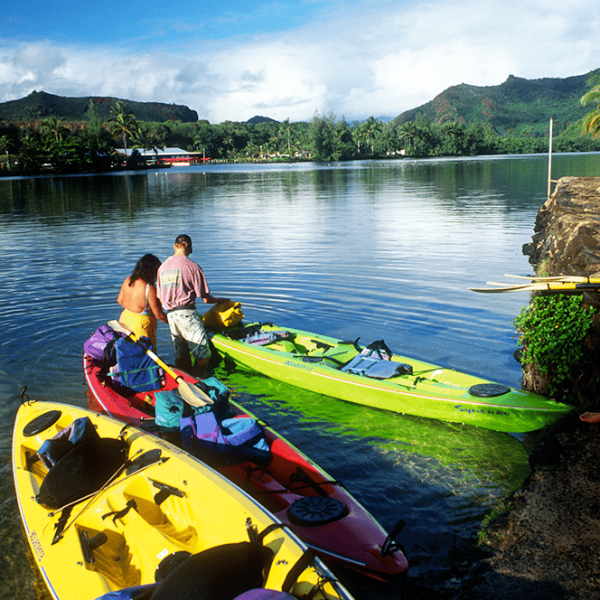 A group starting a river kayak adventure